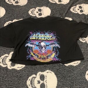 Black Crop Top with Psychedelic Graphic Design